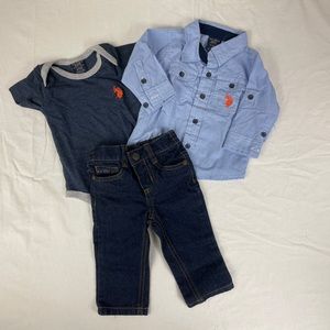 U.S. Polo Assn. Baby Boy 3 piece set. Size 6-9 months.